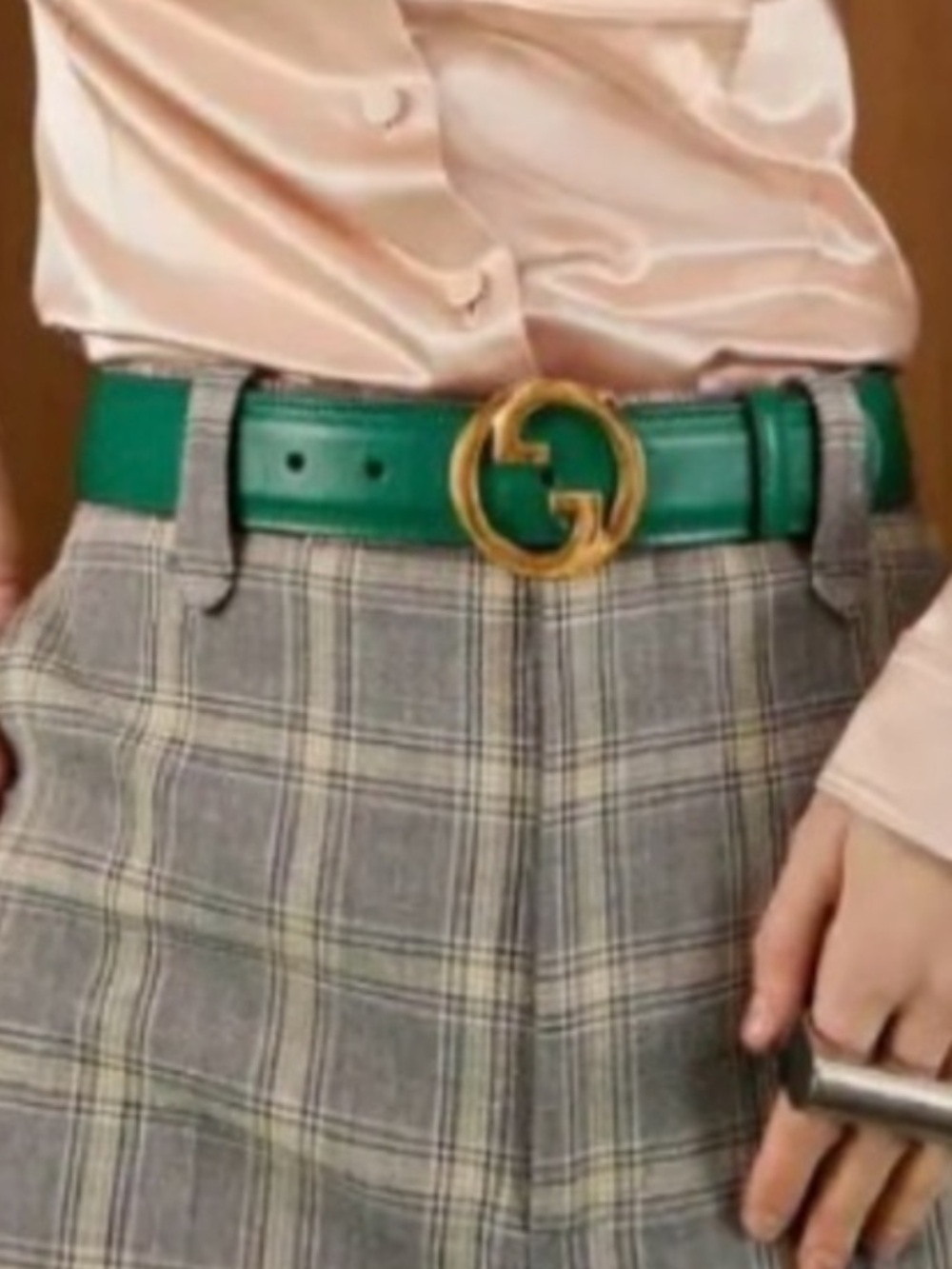 Gucci Emerald Belt With Gold Emblem
